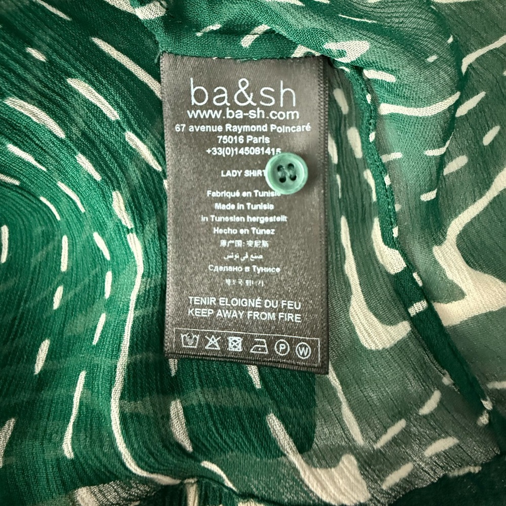 BA&SH Green Patterned Blouse Sz3/US8 - Picture 11 of 14